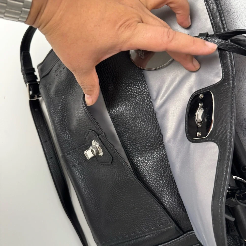 Coach Black Leather Satchel with Silver Hardware